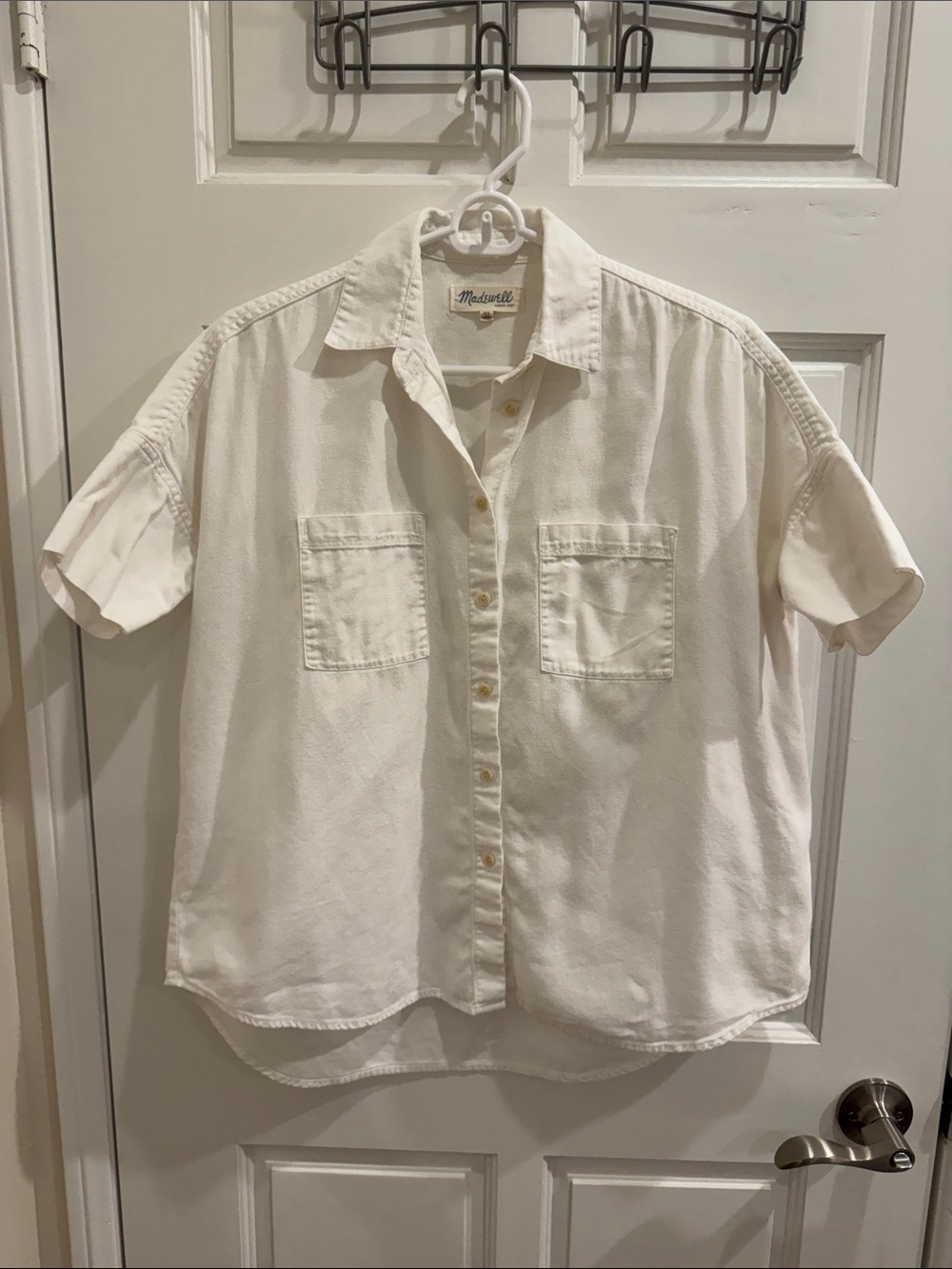 Madewell Women’s Short-Sleeve Button-Up Shirt in White